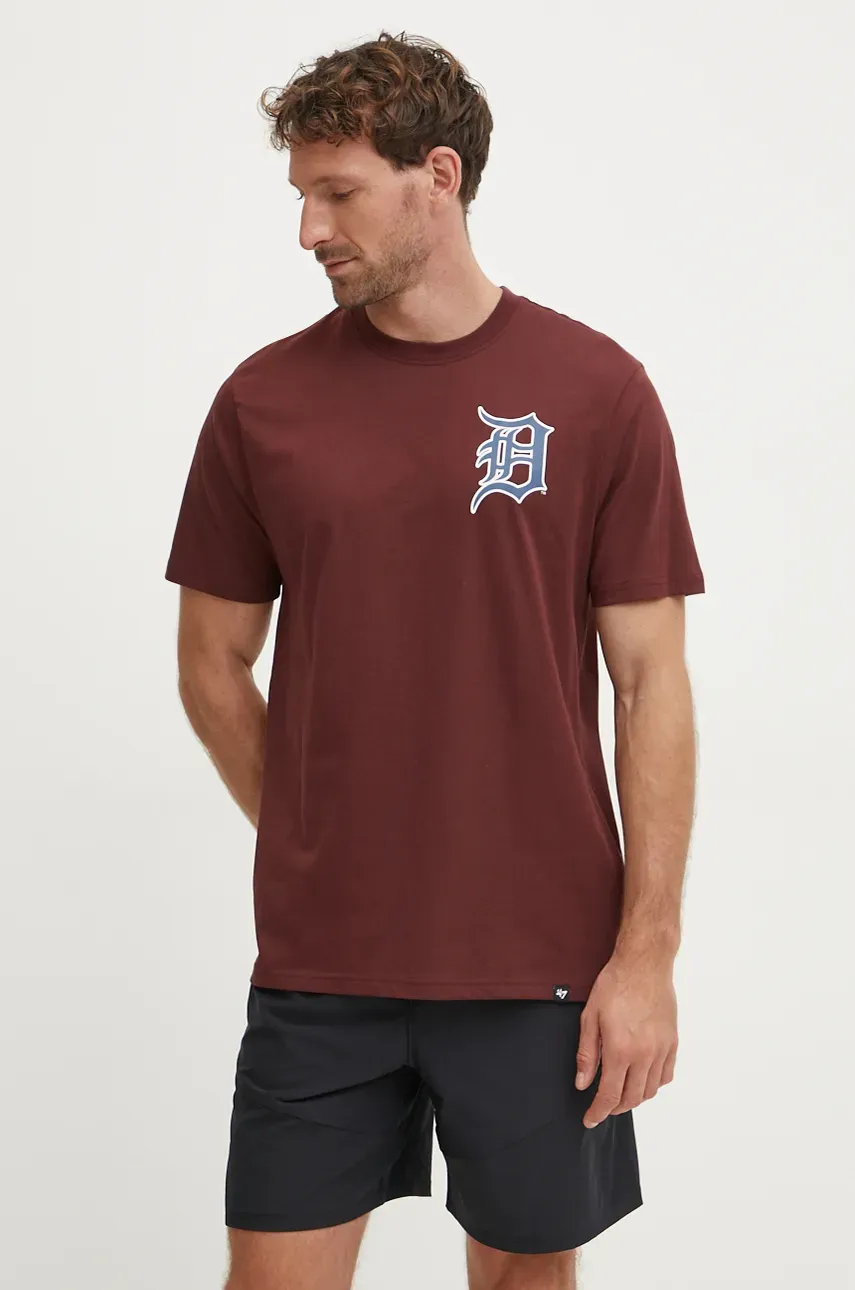 Βαμβακερό μπλουζάκι 47 brand MLB Detroit Tigers ανδρικό, χρώμα: καφέ, BB009TMBECT627616N0