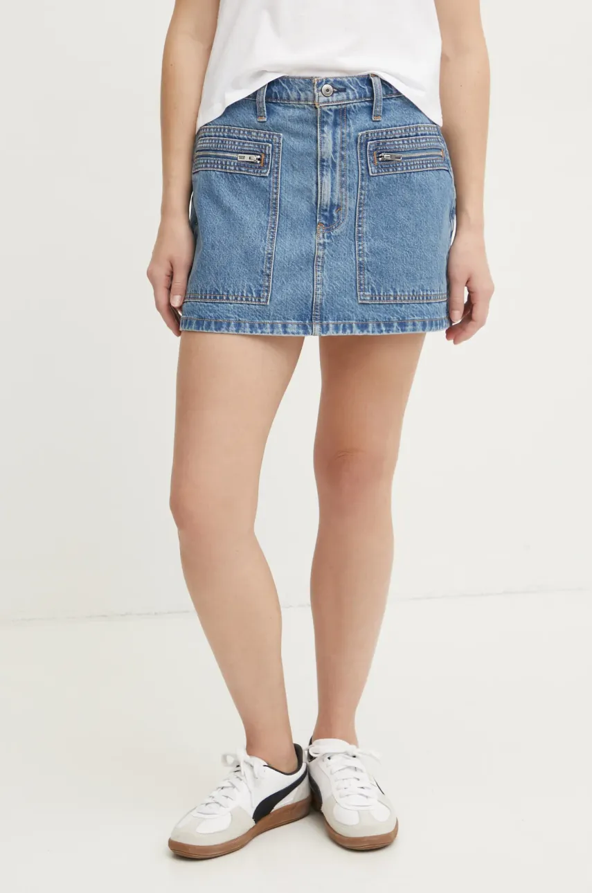 Τζιν φούστα Abercrombie & Fitch χρώμα: μπλε, KI143-4346