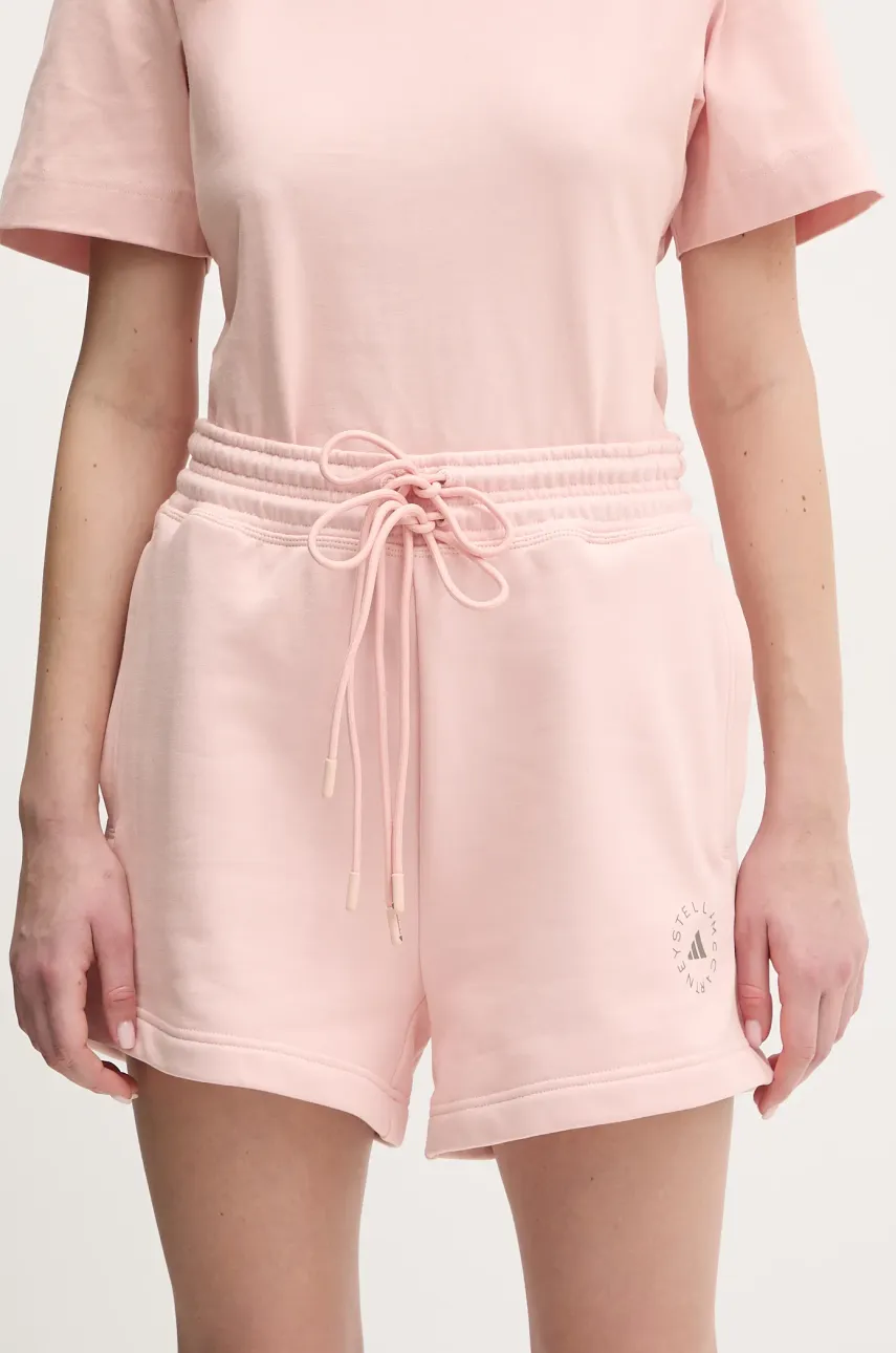 Βαμβακερό σορτσάκι adidas by Stella McCartney χρώμα: ροζ, JI5060