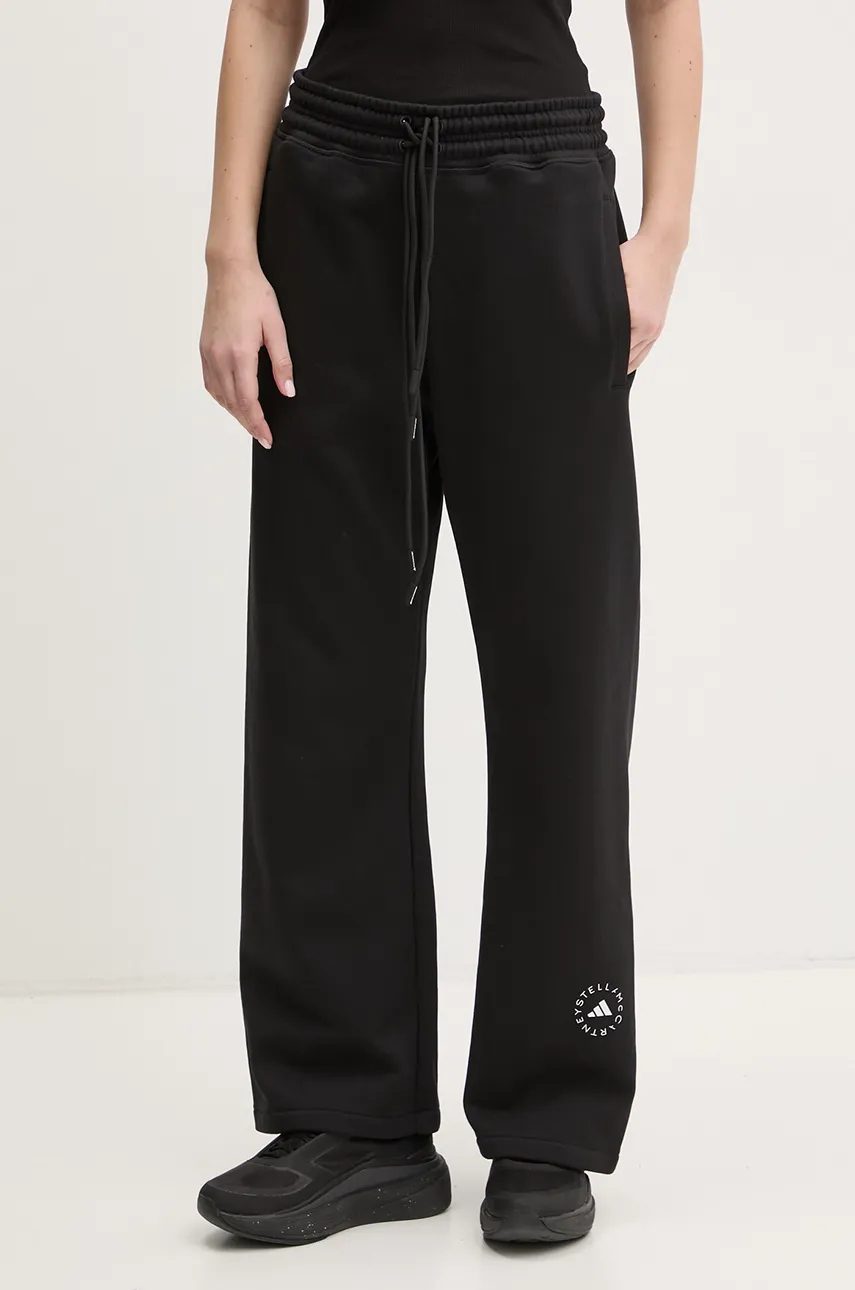 Βαμβακερό παντελόνι adidas by Stella McCartney χρώμα: μαύρο, JJ0102