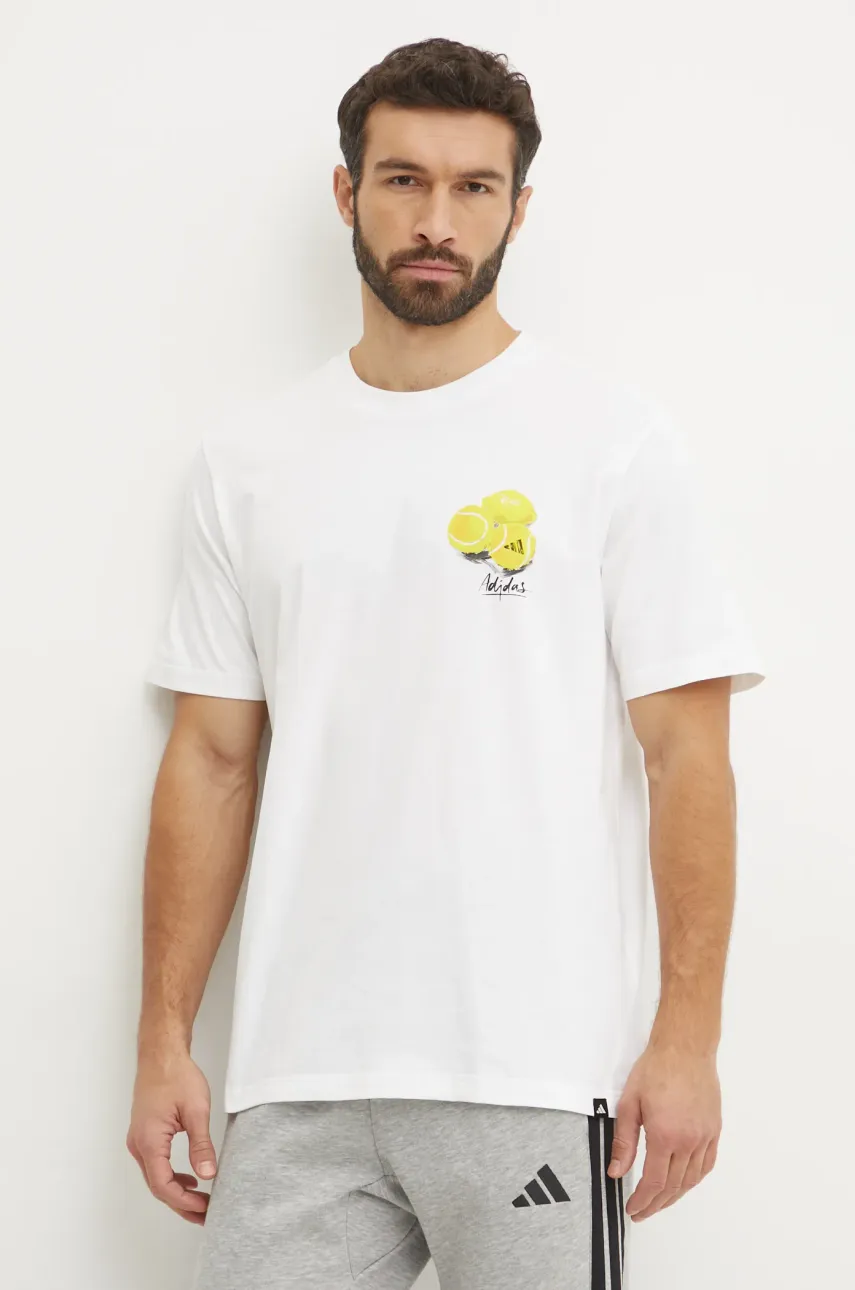 Βαμβακερό μπλουζάκι adidas M L SL LEMON T ανδρικό, χρώμα: μπεζ, JJ3959