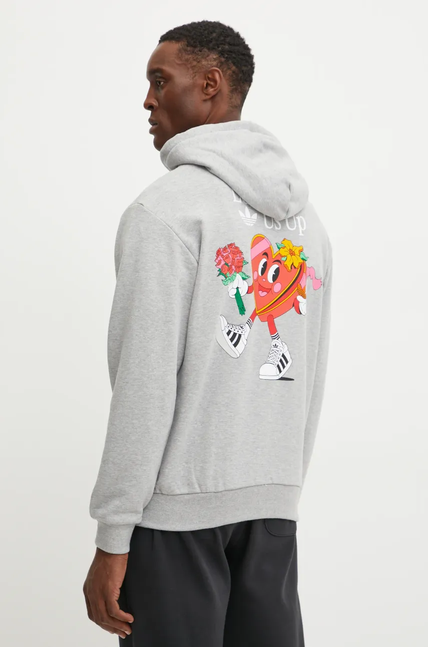 Βαμβακερή μπλούζα adidas Originals MBN HOODIE χρώμα: γκρι, με κουκούλα, JP0979