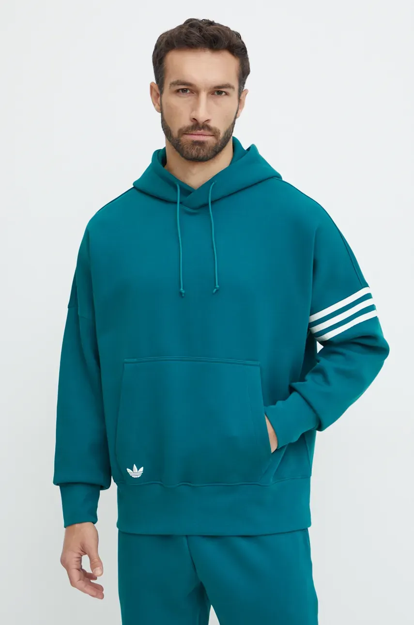 Μπλούζα adidas Originals Neuclassics C Hoodie χρώμα: πράσινο, με κουκούλα, JF9140