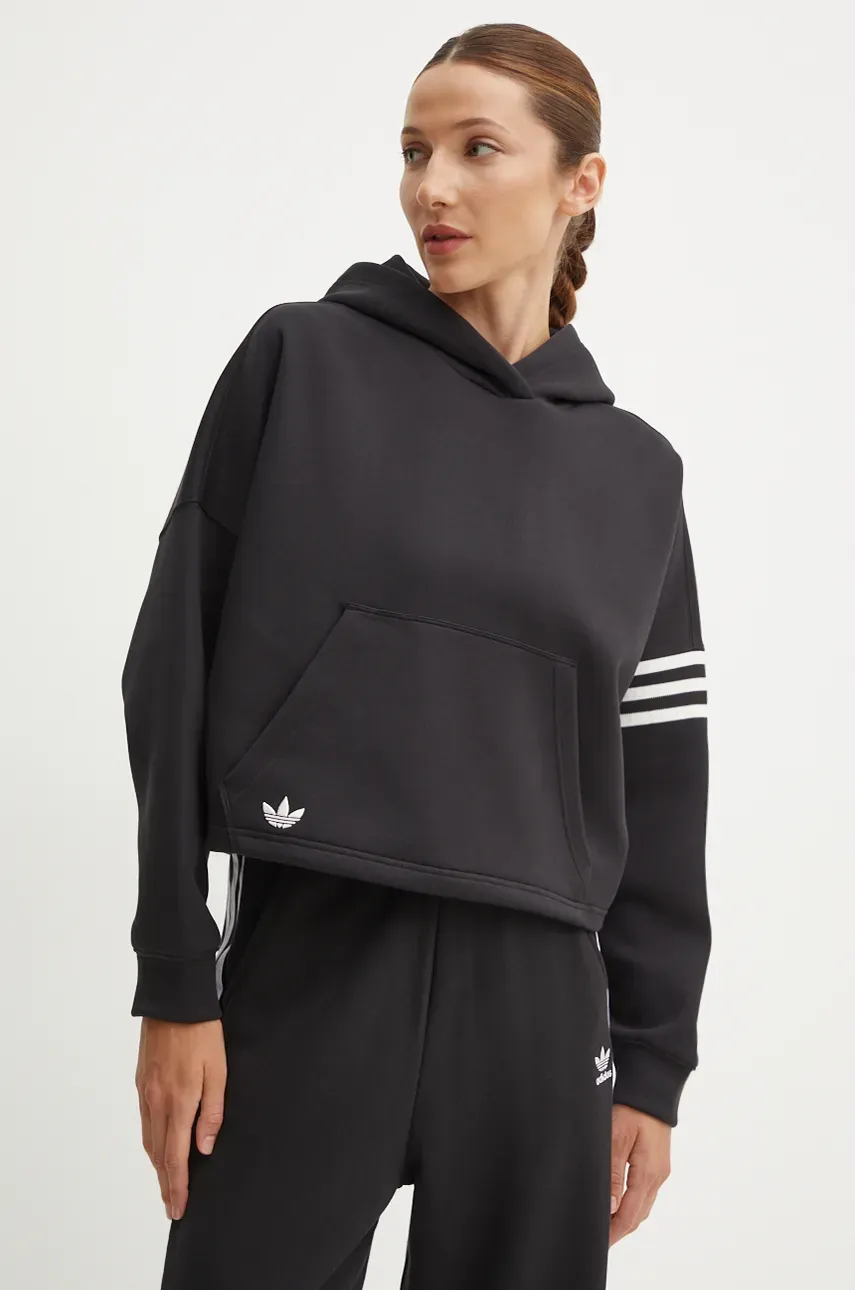Μπλούζα adidas Originals Neuclassics χρώμα: μαύρο, με κουκούλα, IW5607