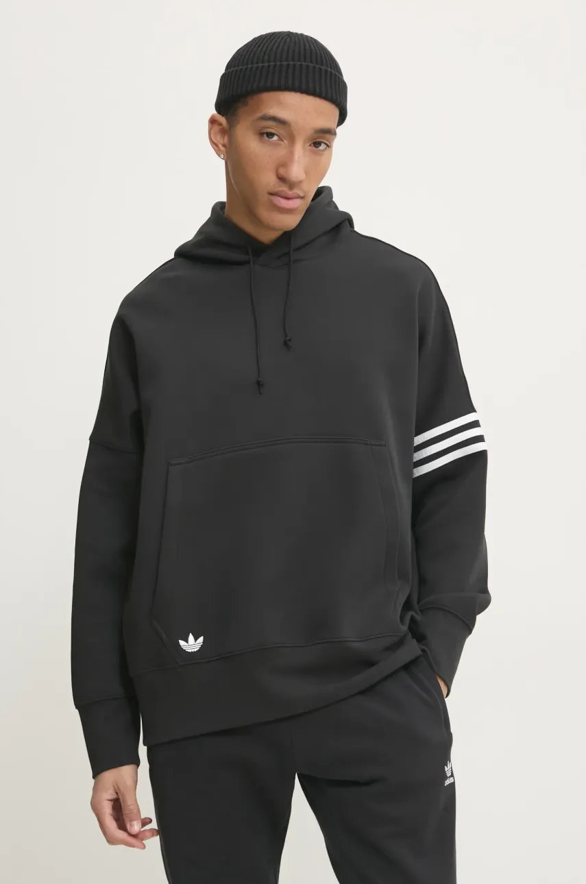 Μπλούζα adidas Originals Neuclassics χρώμα: μαύρο, με κουκούλα, JC9937