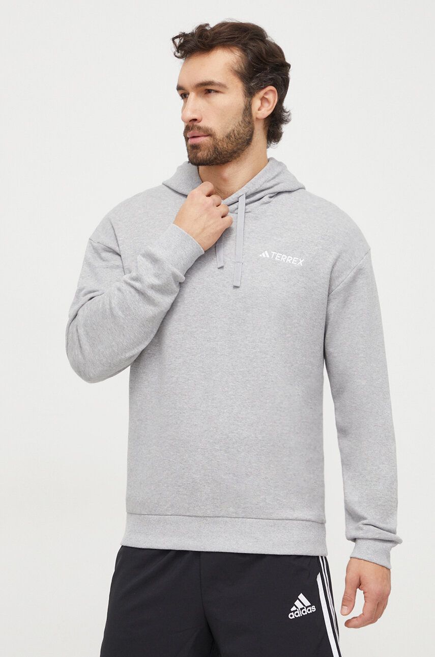 Αθλητική μπλούζα adidas TERREX ZNE TERREX χρώμα: γκρι, με κουκούλα IG2377 IB6564