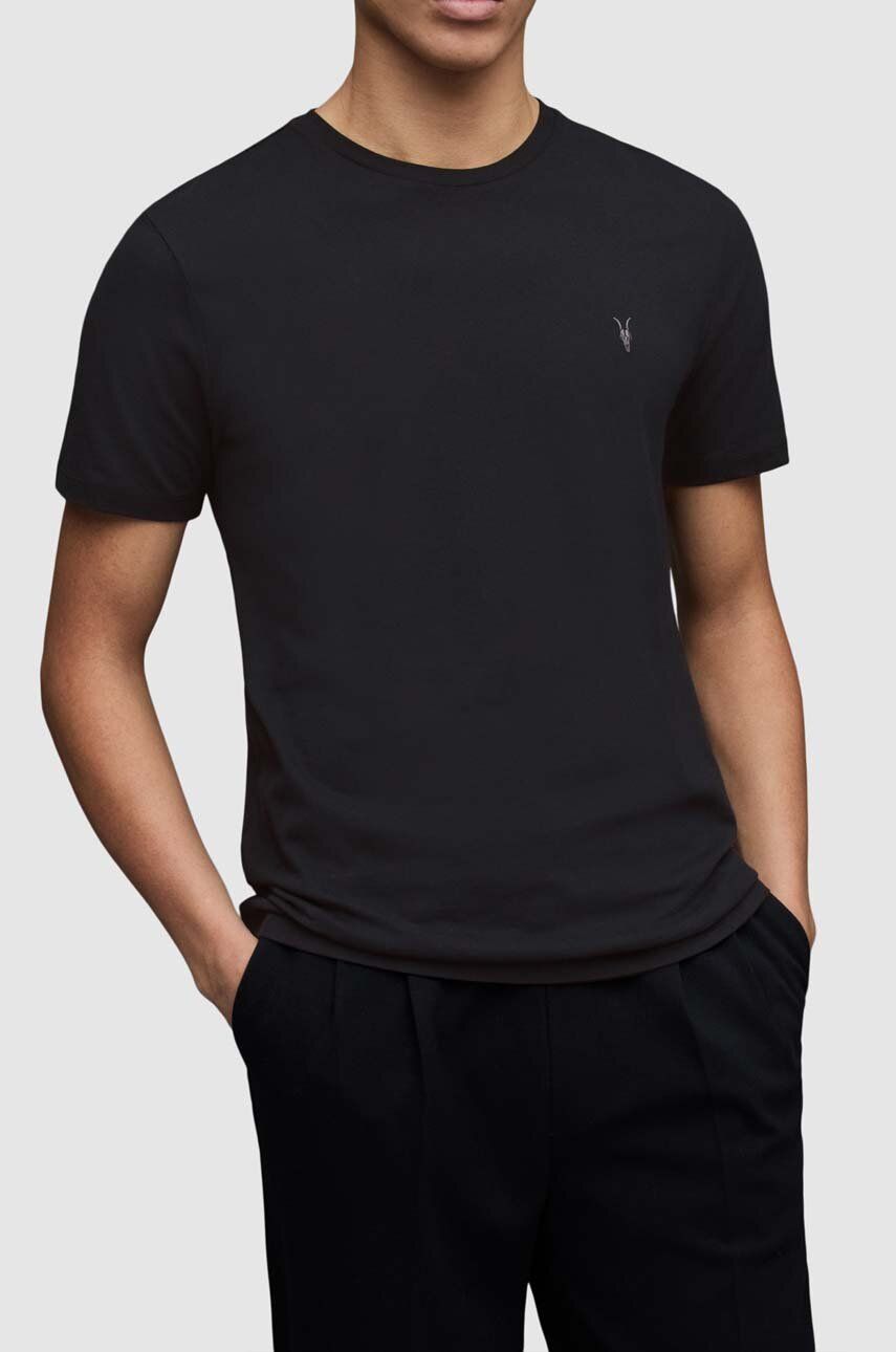 Βαμβακερό μπλουζάκι AllSaints 3-pack χρώμα: μαύρο