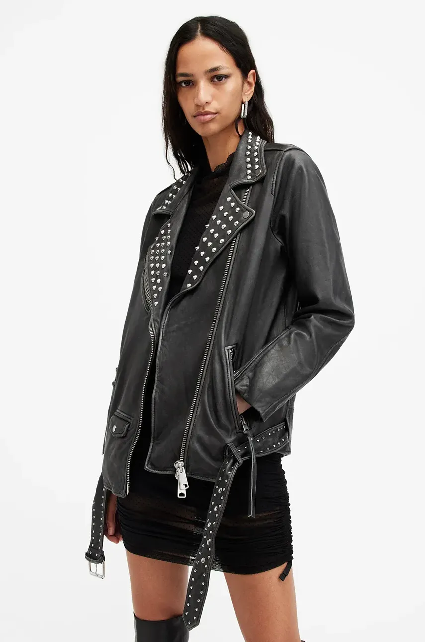Δερμάτινο μπουφάν AllSaints BILLIE χρώμα: μαύρο, W082LB