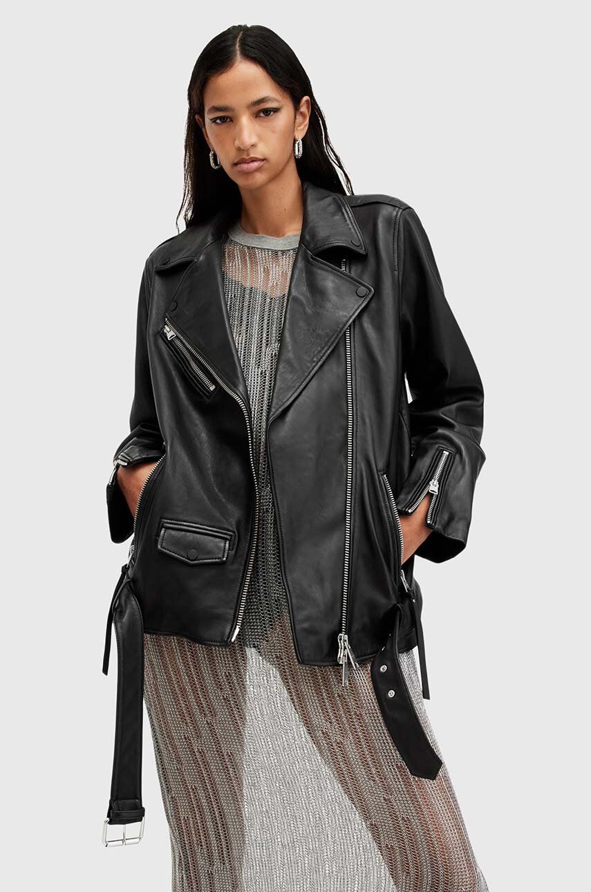 Δερμάτινο μπουφάν AllSaints BILLIE χρώμα: μαύρο, W091LB