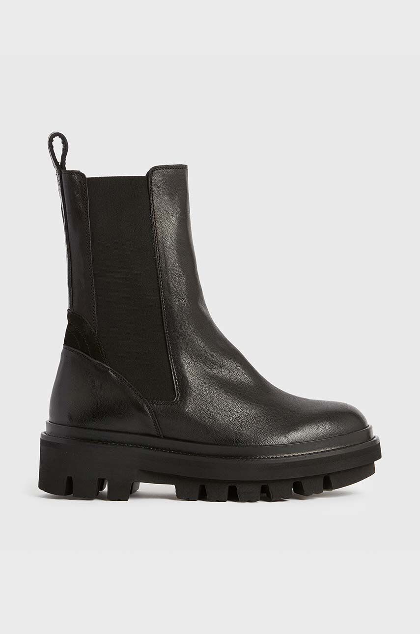 Δερμάτινες μπότες τσέλσι AllSaints Billie γυναικείες, χρώμα: μαύρο, WF033V