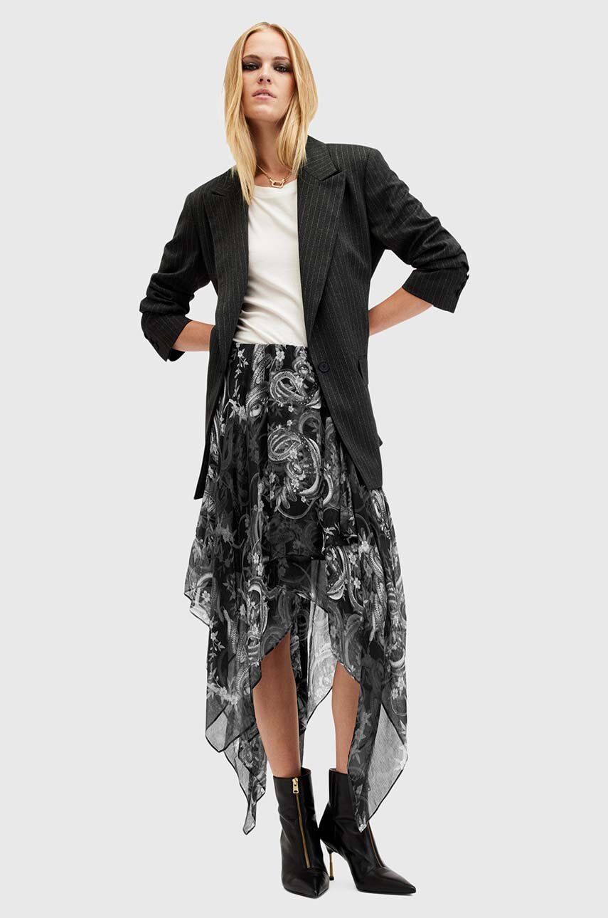 Φούστα AllSaints POLLY SKIRT χρώμα: μαύρο, W011RB