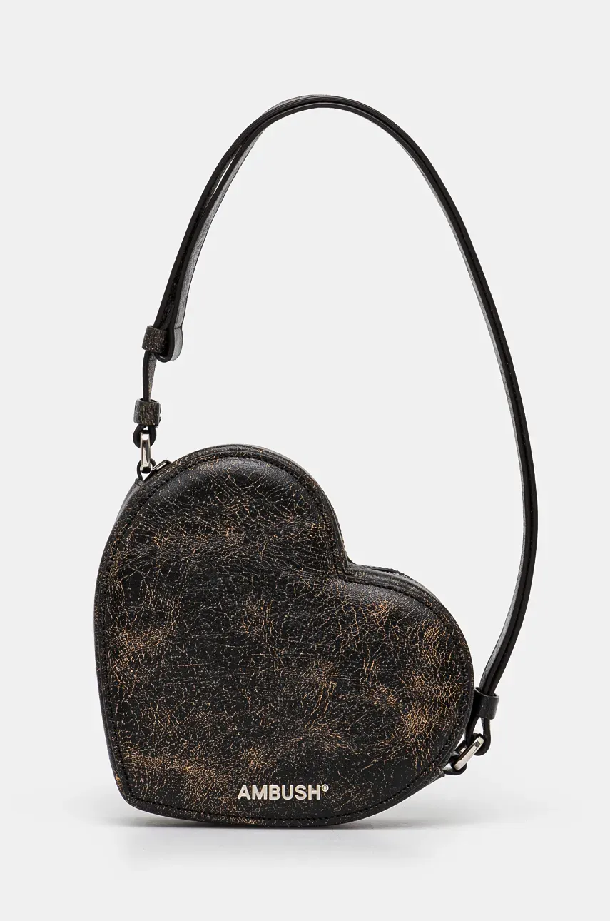 Τσάντα AMBUSH Crackle Heart Shoulder Bag χρώμα: μαύρο, BWNN006F24LEA0011000