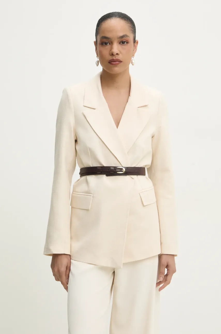 Βαμβακερό blazer Answear Lab χρώμα: μπεζ