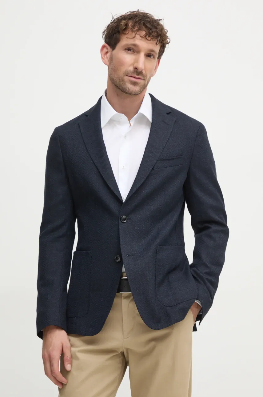 Blazer με μείγμα λινών BOSS χρώμα: ναυτικό μπλε, 50538028