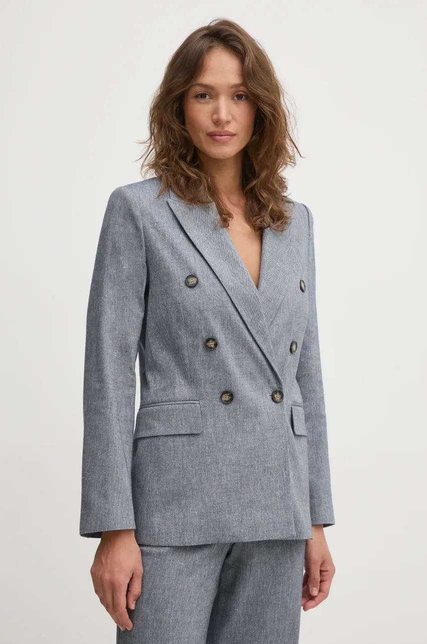 Blazer με μείγμα λινών OUI χρώμα: μπλε, 91870