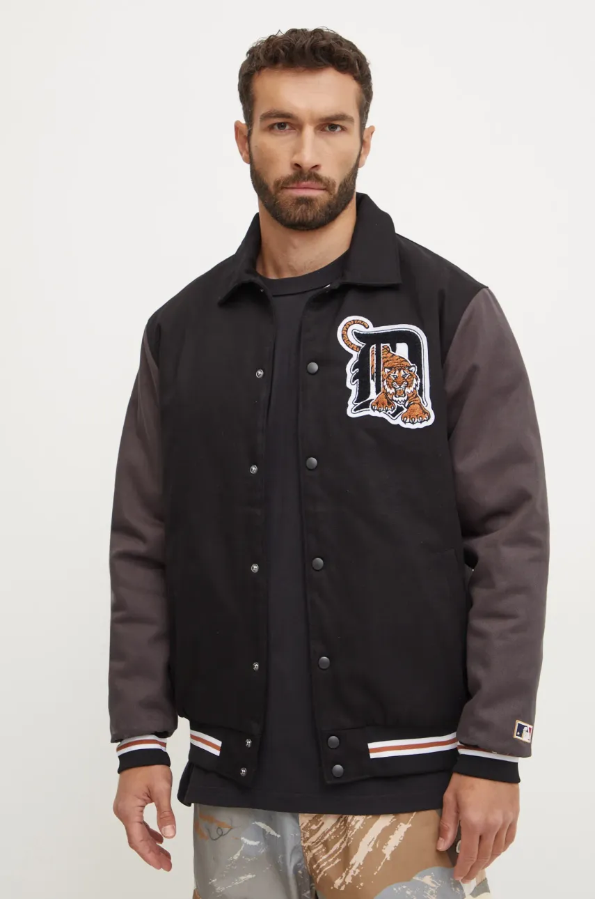 Μπουφάν bomber 47 brand MLB Detroit Tigers ανδρικό, χρώμα: μαύρο, BC009PMILXK636502JK