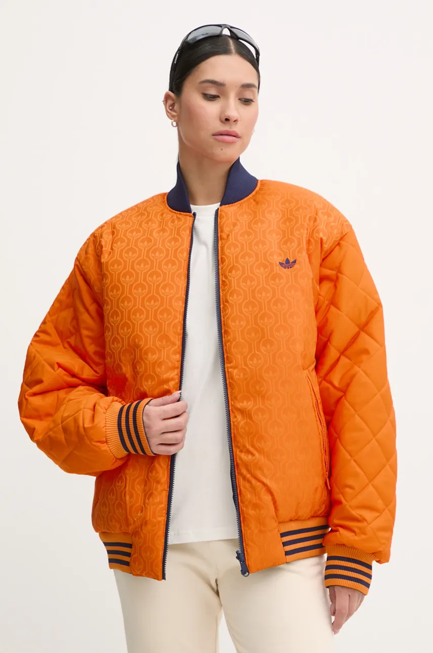 Αναστρέψιμο μπουφάν bomber adidas Originals 70s Reversible Oversized Bomber Jacket χρώμα: πορτοκαλί, JN7657