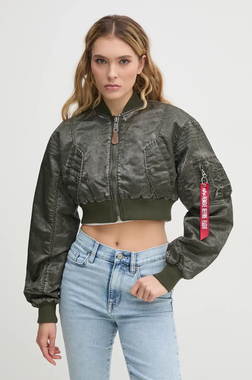 Μπουφάν bomber Alpha Industries MA-1 Vintage Cropped Wmn χρώμα: πράσινο, 156002