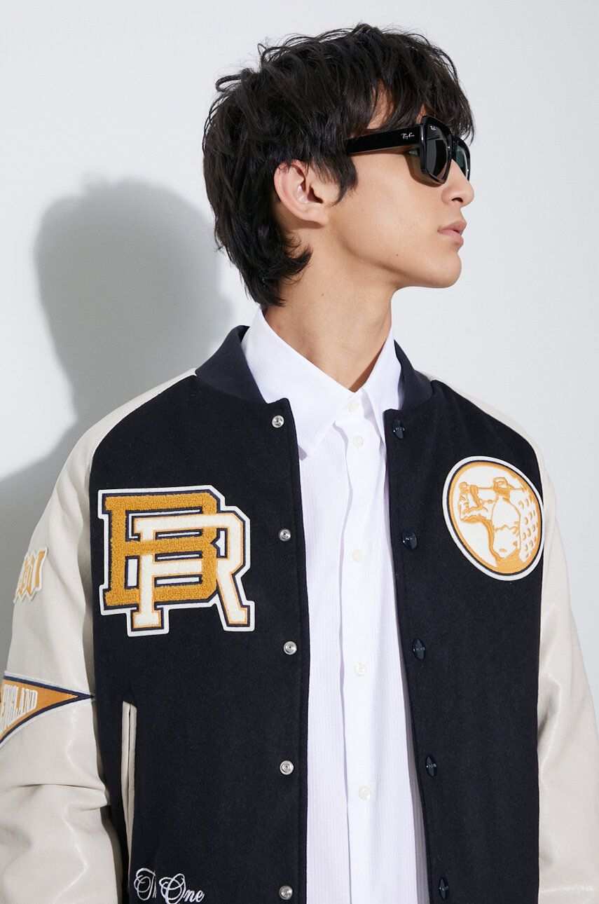 Bomber μπουφάν από μαλλί Baracuta Varsity Bomber χρώμα: ναυτικό μπλε, BRCPS0996