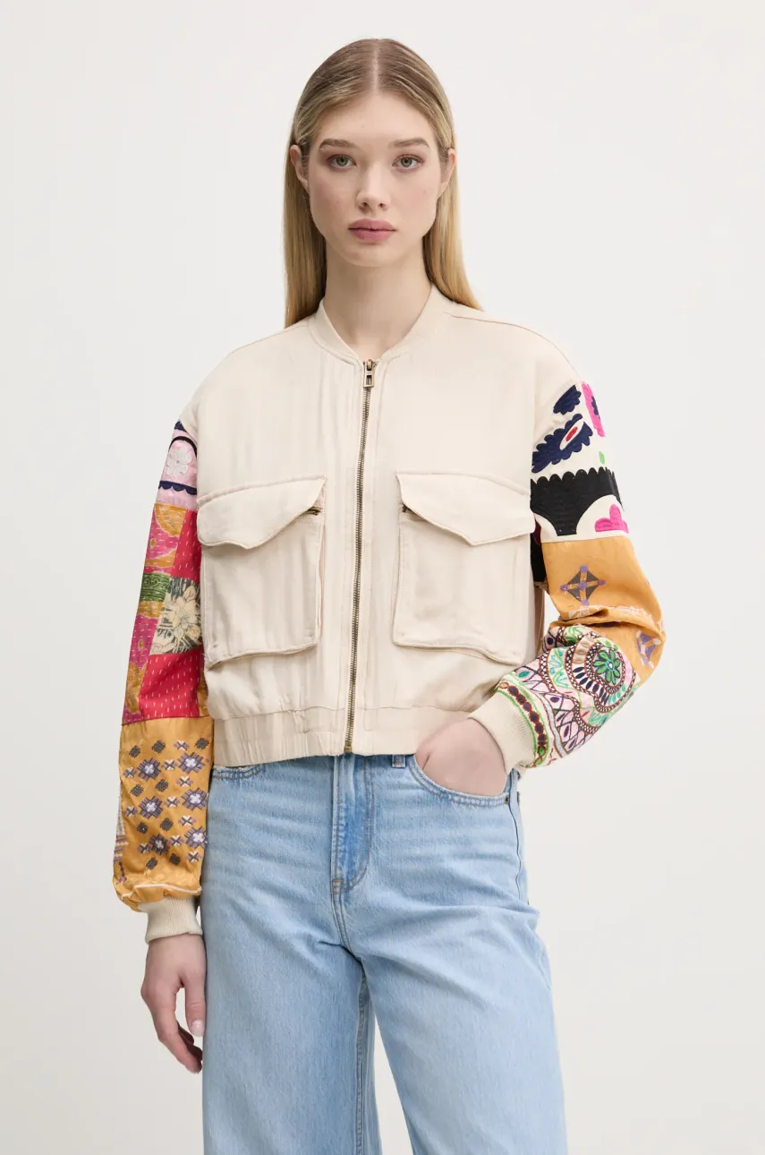 Μπουφάν bomber Desigual AUSTIN χρώμα: μπεζ, 25SWEW51