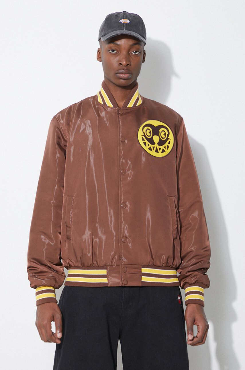 Μπουφάν bomber ICECREAM Satin Bomber Jacket ανδρικό, χρώμα: καφέ, IC24107