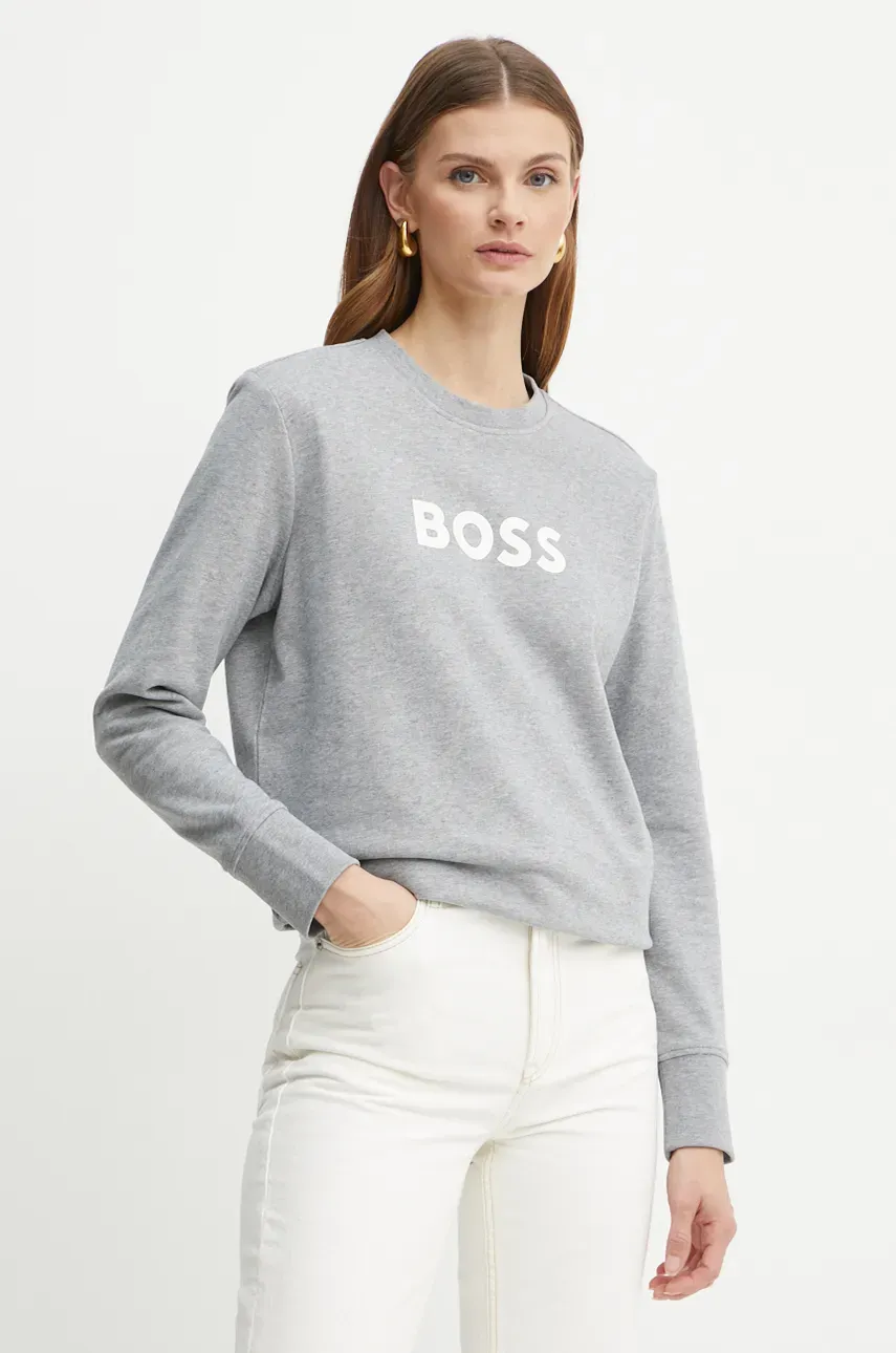 Βαμβακερή μπλούζα Boss Orange BOSS ORANGE γυναικεία, χρώμα: γκρι