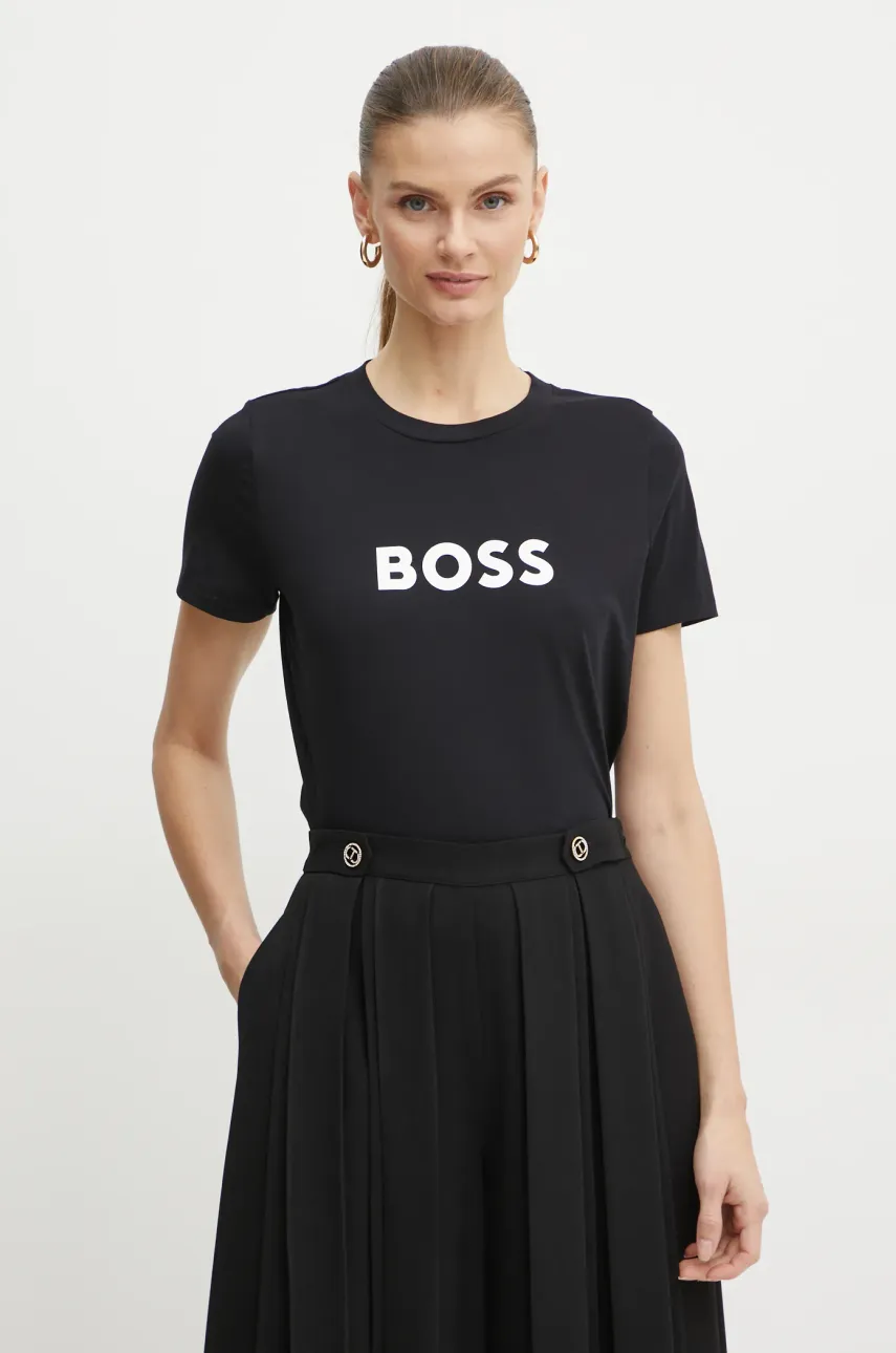 Βαμβακερό μπλουζάκι Boss Orange BOSS ORANGE γυναικείο, χρώμα: μαύρο, 50501139