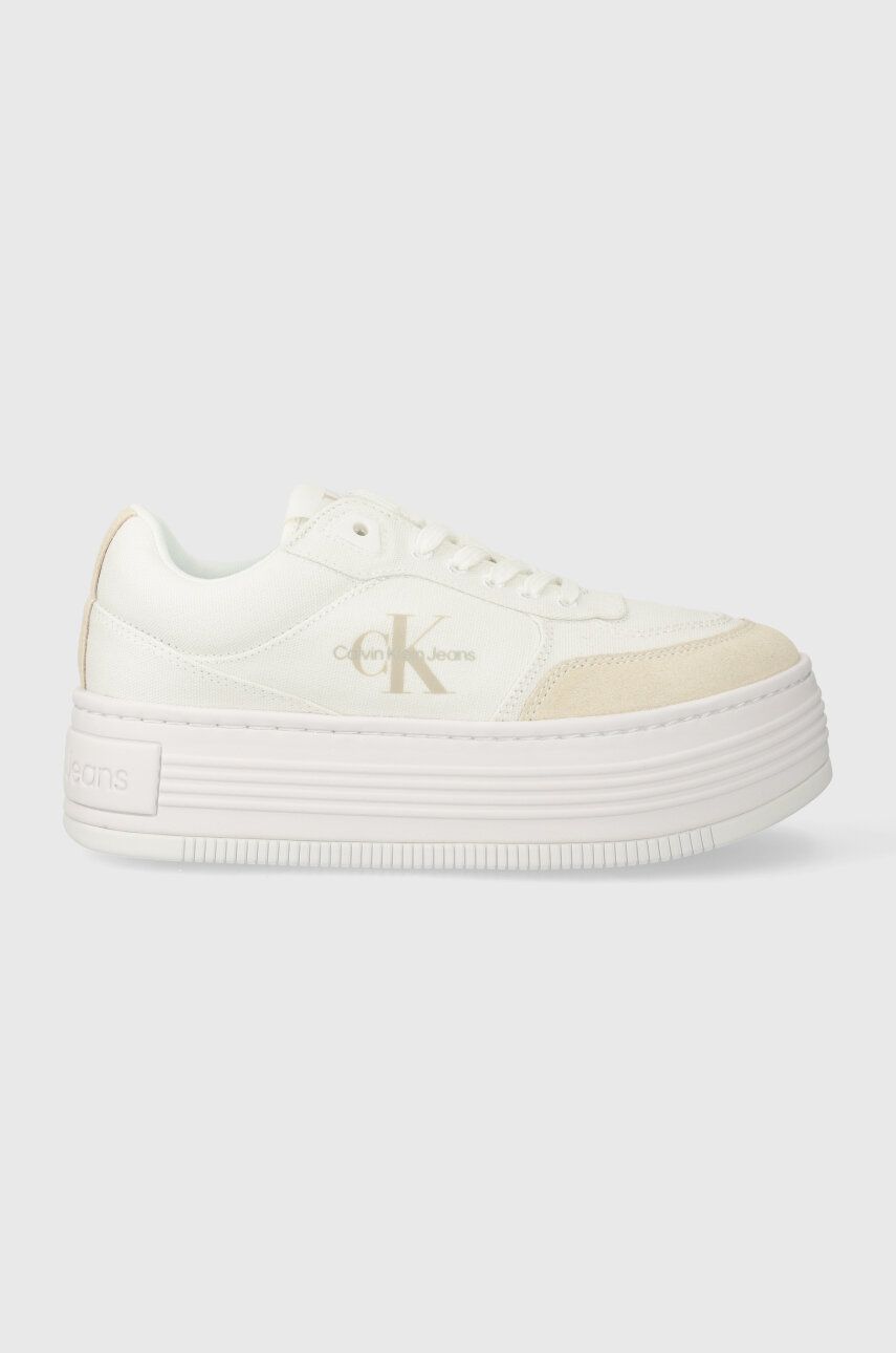 Αθλητικά Calvin Klein Jeans BOLD PLATF LOW LACE MIX ML BTW BOLD PLATF LOW LACE MIX ML BTW χρώμα: άσπρο YW0YW01433
