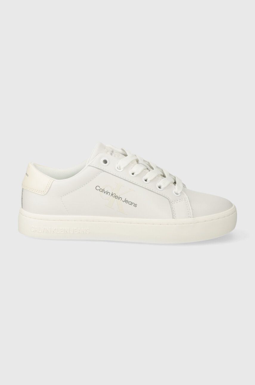Δερμάτινα αθλητικά παπούτσια Calvin Klein Jeans CLASSIC CUPSOLE LACEUP LTH WN CLASSIC CUPSOLE LACE UP χρώμα: άσπρο, YW0YW01269 YW0YW01269