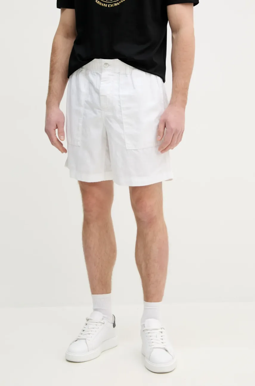 Λινό σορτς Calvin Klein Jeans χρώμα: άσπρο, J30J327300