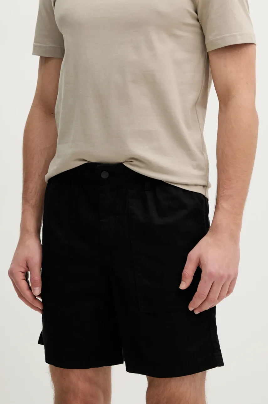 Λινό σορτς Calvin Klein Jeans χρώμα: μαύρο, J30J327300