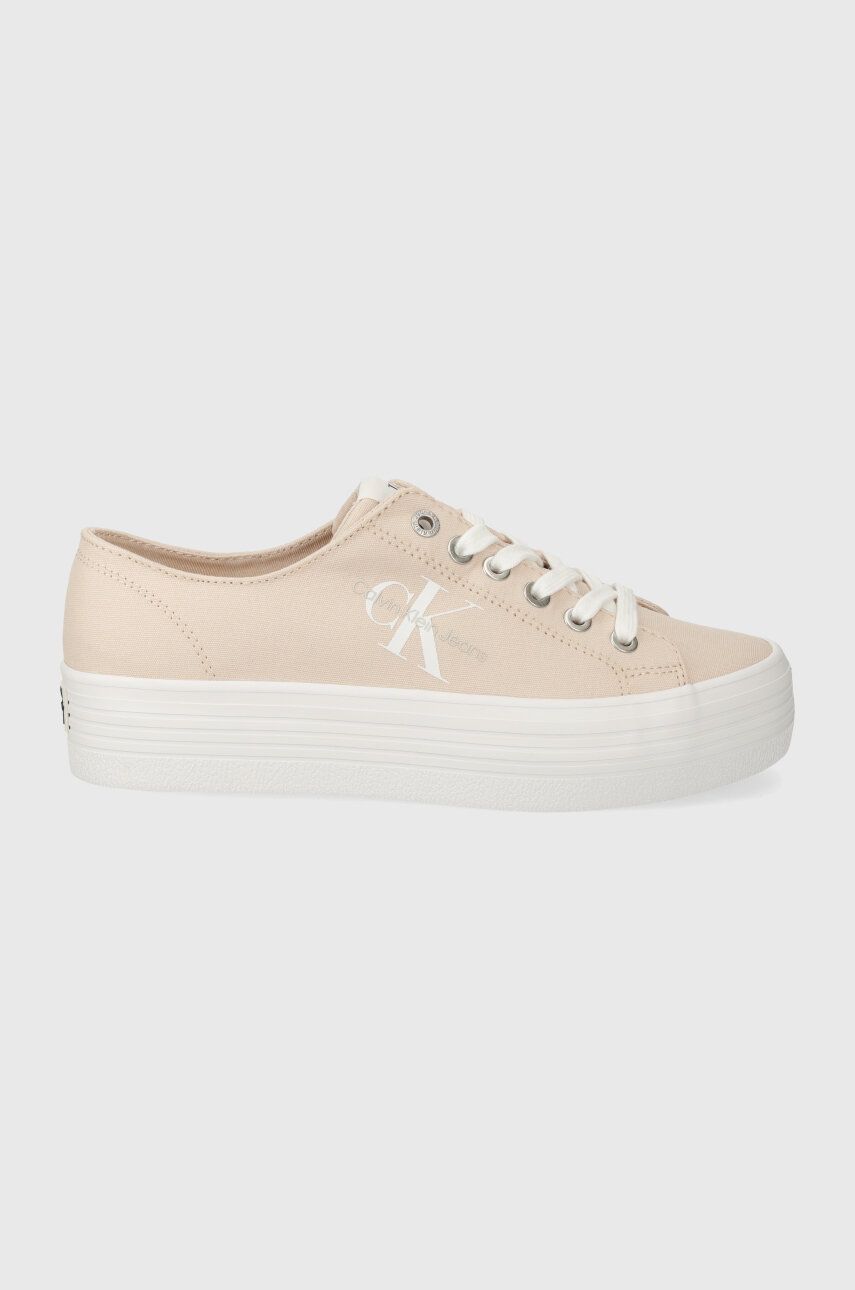 Πάνινα παπούτσια Calvin Klein Jeans VULC FLATFORM ESSENTIAL MONO VULC FLATFORM ESSENTIAL MONO χρώμα: ροζ, YW0YW01030 YW0YW01030