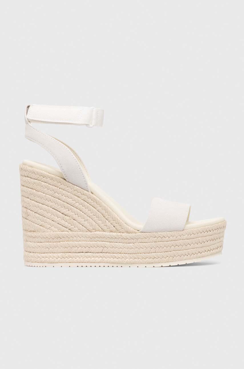 Σανδάλια σουέτ Calvin Klein Jeans WEDGE SANDAL SU CON WEDGE SANDAL SU MG BTW χρώμα: μπεζ, YW0YW01026 YW0YW01026