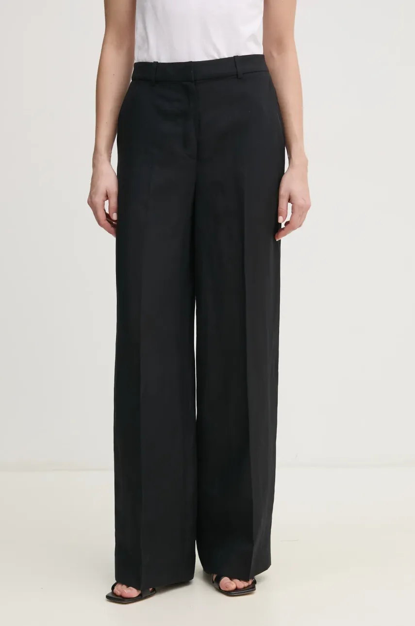 Παντελόνι με λινό μείγμα Calvin Klein χρώμα: μαύρο, K20K208381