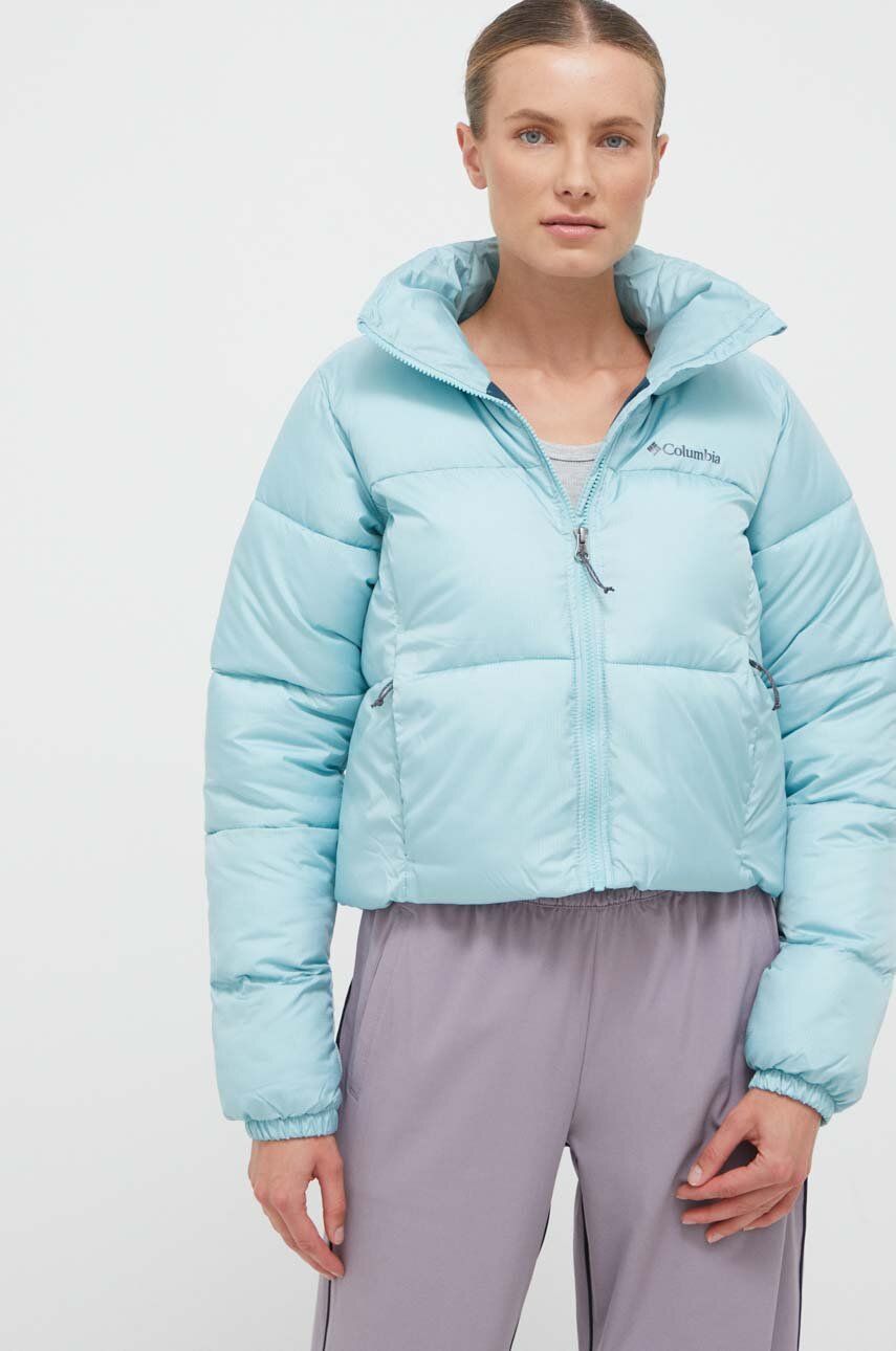 Μπουφάν Columbia Puffect Cropped Jacket χρώμα: τιρκουάζ 2002491