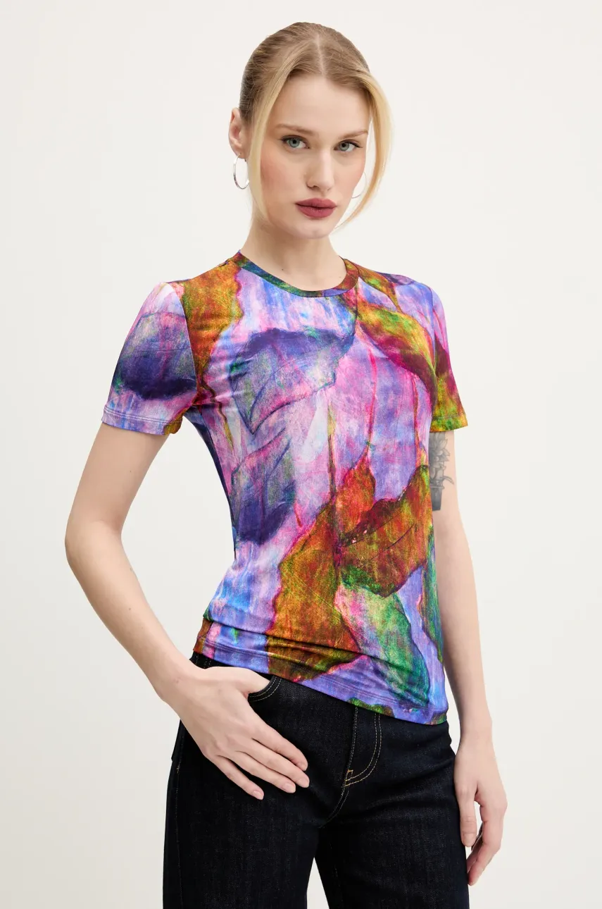 Μπλουζάκι Desigual YELLOWSTONE χρώμα: μοβ, 25SWTK89