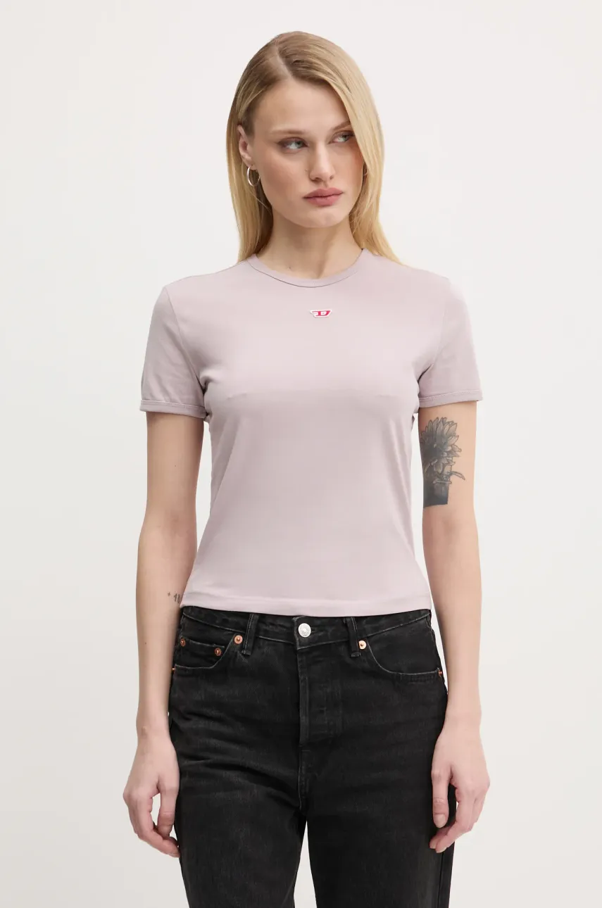 Βαμβακερό μπλουζάκι Diesel T-UNCUTIE-LONG-D T-SHIRT γυναικείο, χρώμα: ροζ, A14962.0GRAI
