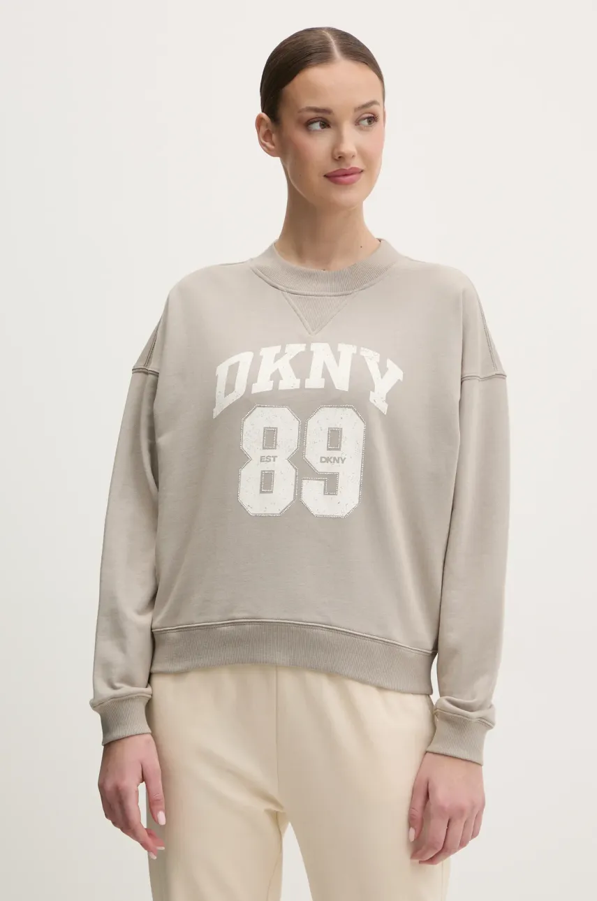 Βαμβακερή μπλούζα Dkny γυναικεία, χρώμα: μπεζ, DP5T1230