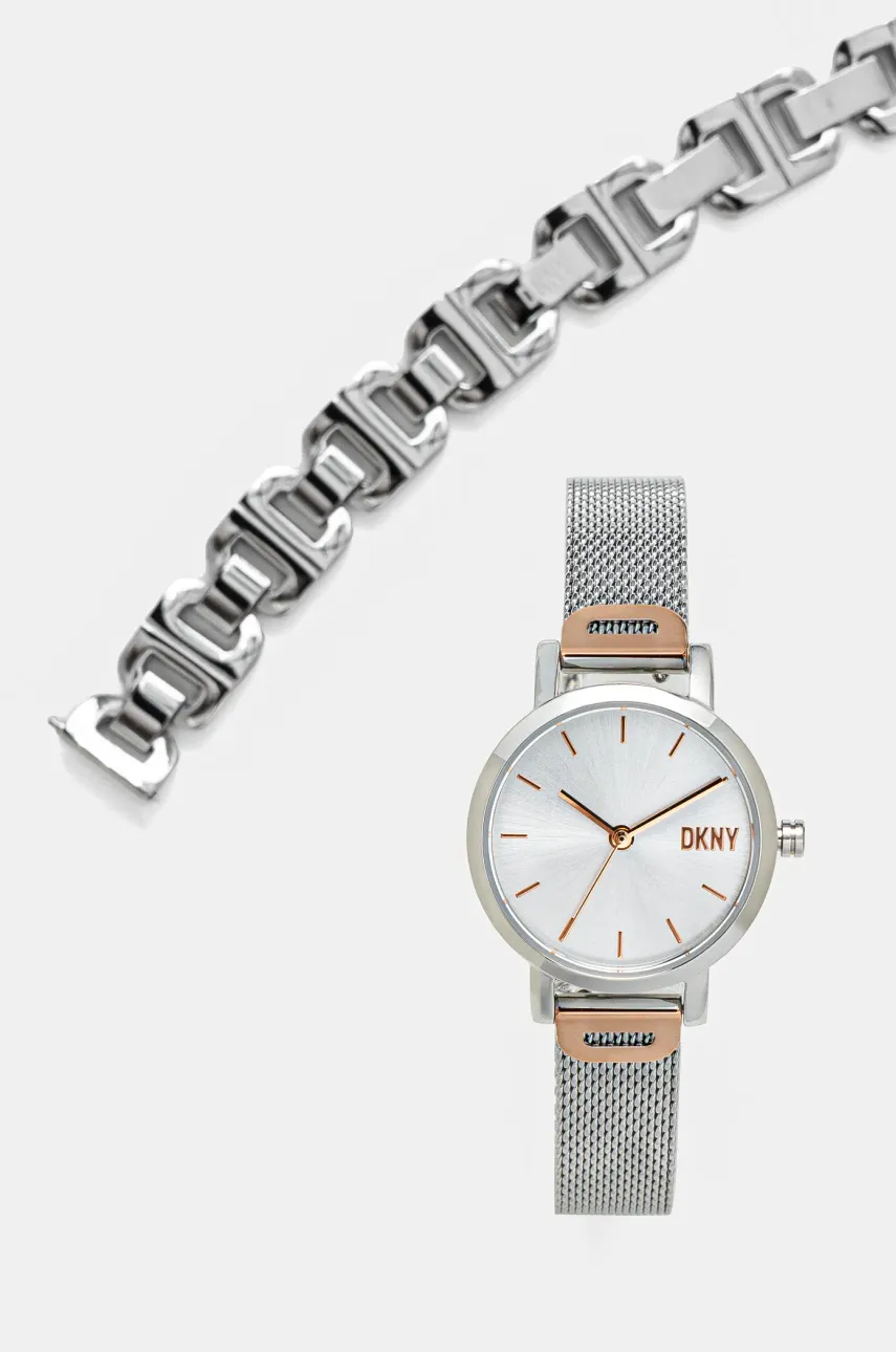 Ρολόι και βραχιόλι Dkny χρώμα: ασημί, NY6684SET