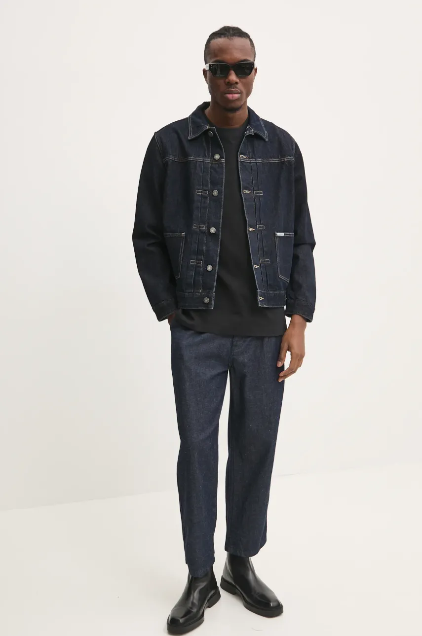 Τζιν μπουφάν Guess Jeans ανδρικό, χρώμα: ναυτικό μπλε, M4BN46 D5HS1