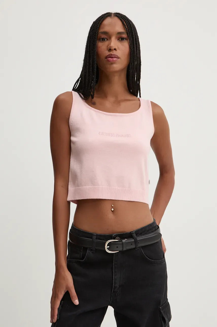 Τοπ από συνδιασμό μεταξιού Guess Jeans χρώμα: ροζ, W4BR17 Z3HO2
