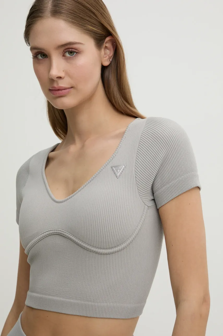 Μπλουζάκι Guess MARTINA χρώμα: γκρι, V5RP06 Z3KH0