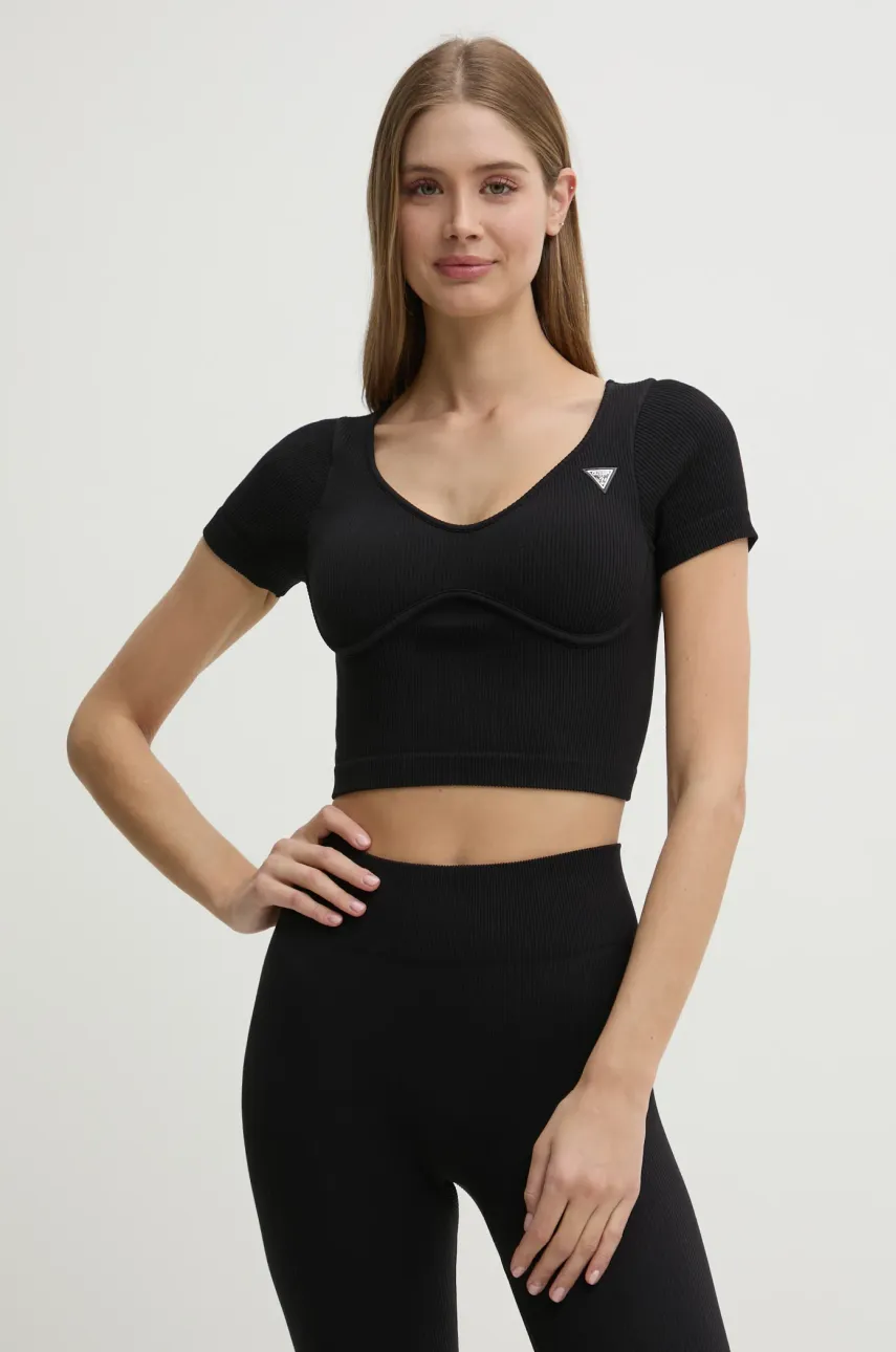 Μπλουζάκι Guess MARTINA χρώμα: μαύρο, V5RP06 Z3KH0