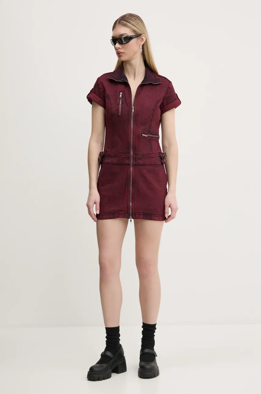 Φόρεμα τζιν Guess Originals χρώμα: μπορντό, W5RG68 D4ON0
