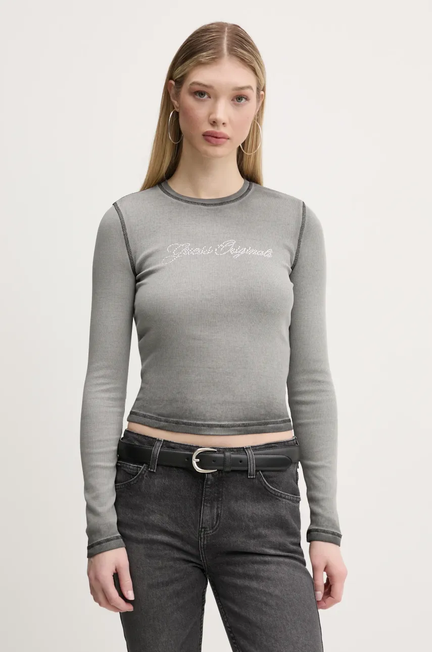 Μακρυμάνικο Guess Originals χρώμα: γκρι, W5RP40 KA0H1