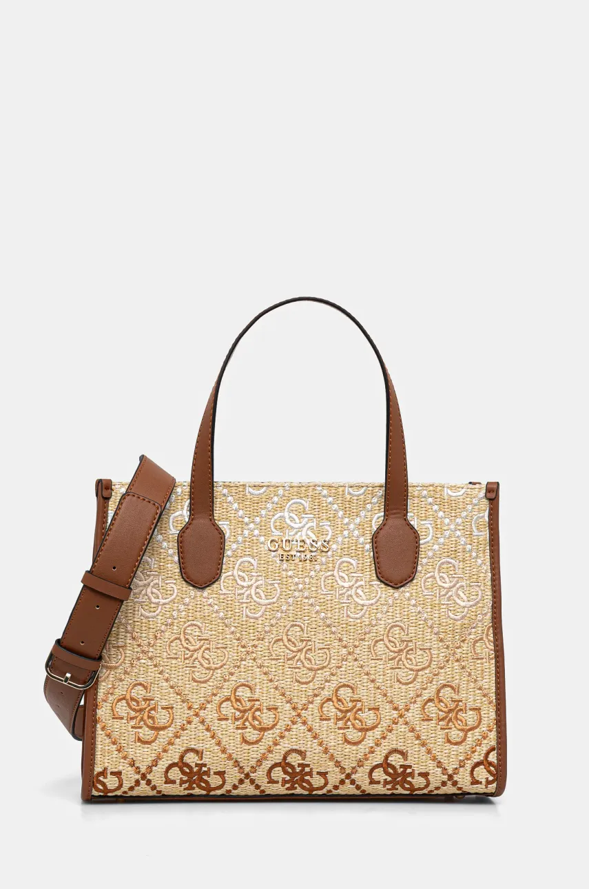 Τσάντα Guess SILVANA χρώμα: μπεζ, HWSW86 65220