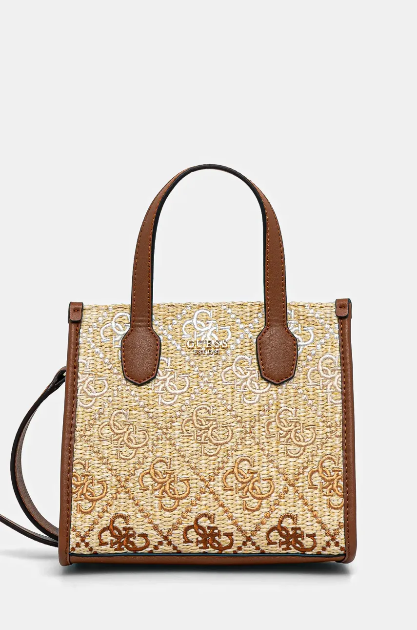 Τσάντα Guess SILVANA χρώμα: μπεζ, HWSW86 65770