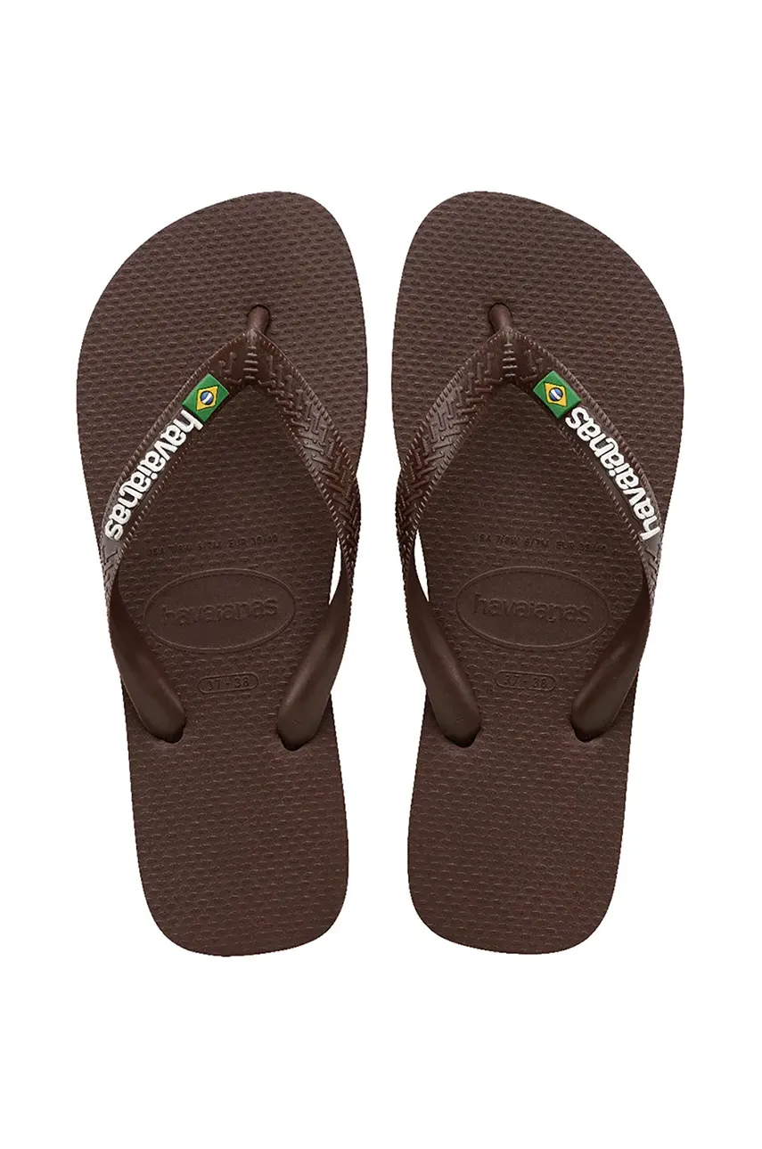 Σαγιονάρες Havaianas BRASIL LOGO χρώμα: καφέ, 4110850.2673