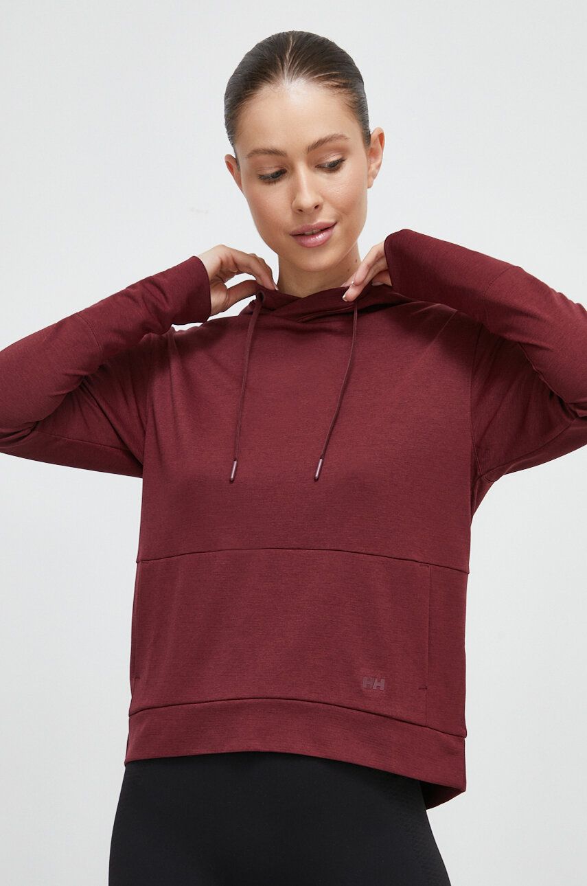 Αθλητική μπλούζα Helly Hansen Lifa Tech 0 γυναικεία, χρώμα: καφέ, με κουκούλα Lifa Tech 48530