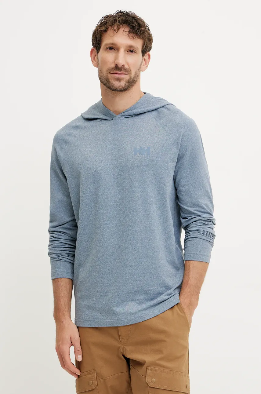 Αθλητική μπλούζα Helly Hansen Tyri χρώμα: μπλε, με κουκούλα, 63399
